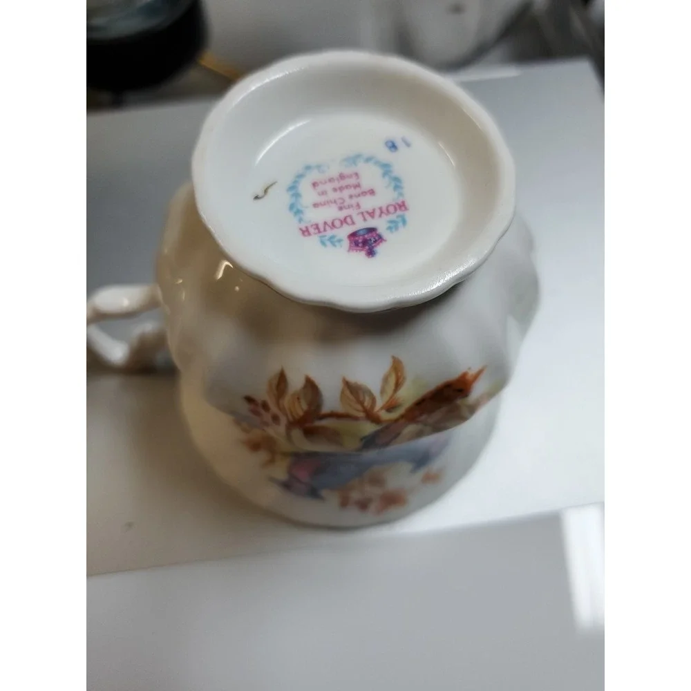 Vintage Royal Dover Bluejay Fine Bone China Teacup‎ Replacement Pair